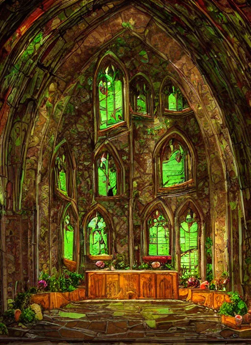 Image similar to chapel building made of vegetables, 8 k, artstation, highdetailed