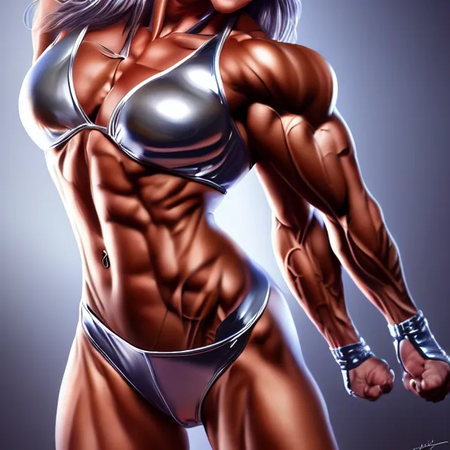 ArtStation  Cartoon Female Muscle Artwork