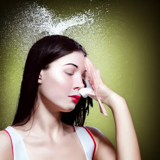 Image similar to a girl washing her face, photostock by Vasyl Dolmatov