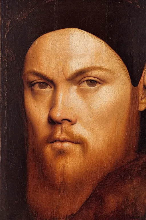 Image similar to 1 4 0 0 s renaissance portrait of leonardo dicaprio oil painting by jan van eyck, northern renaissance art, oil on canvas, wet - on - wet technique, realistic, expressive emotions, intricate textures, illusionistic detail