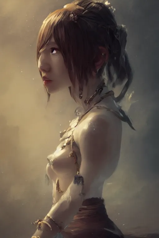 Image similar to a fancy portrait of a young Demon girl by Greg Rutkowski, Sung Choi, Mitchell Mohrhauser, Maciej Kuciara, Johnson Ting, Maxim Verehin, Peter Konig, final fantasy , 8k photorealistic, cinematic lighting, HD, high details, atmospheric , trending on artstation