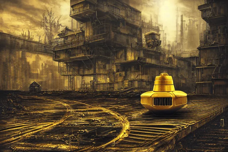 Image similar to simplicity, spaceship river favela honeybee hive, urban environment, industrial factory, apocalyptic, golden, award winning art, epic dreamlike fantasy landscape, ultra realistic,