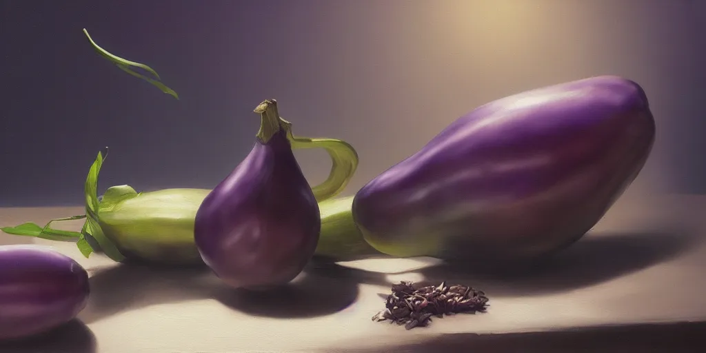 Eggplant spraying milk at a peach. Studio lighting. 8k. : r/StableDiffusion