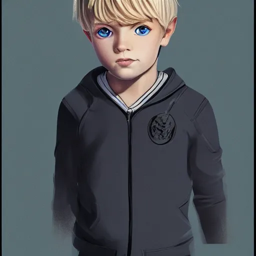 Image similar to a detailed full body portrait of a blonde boy with blue eyes, digital concept art illustration, incredibly detailed and realistic, 8 k, sharp focus