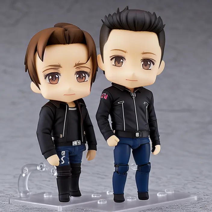 Image similar to Anime Nendoroid figurine of ELON MUSK Wearing Leather Jacket, fantasy, figurine , product photo