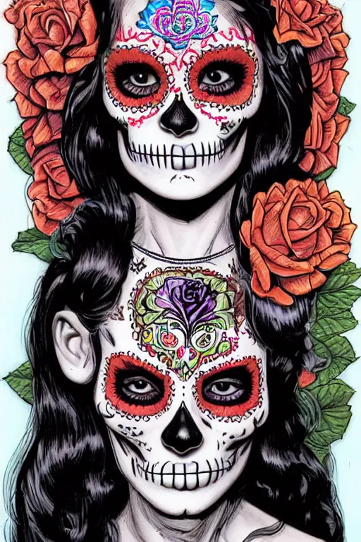 Image similar to Illustration of a sugar skull day of the dead girl, art by Glenn Fabry