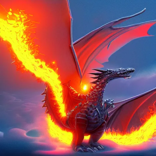Prompt: a dragon made of crystal flying over lava, photorealistic image, ultra HD, trending on artstation, award winning illustration, 35mm lens