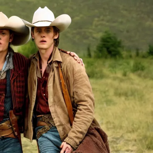 Image similar to Jamie Campbell Bower and Joseph Quinn in Brokeback Mountain (2005)