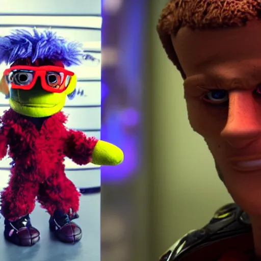 Image similar to cyberpunk curt brett gardner as a muppet