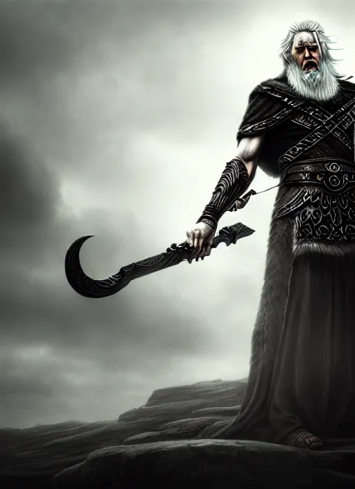 Image similar to odin, the allfather, illustration, high quality, details, intricate, atmosphere, highly detailed, matte painting, cinematic, deviantart, realistic, photorealistic, concept art