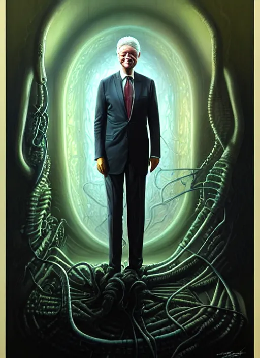 Image similar to lovecraft biopunk portrait of president bill clinton by tomasz alen kopera and peter mohrbacher