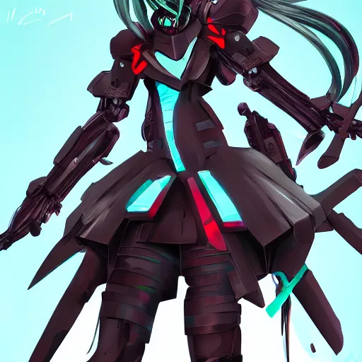 Prompt: Concept art of Hatsune Miku as a Doom Guy from Doom 2016, ultra detailed, digital art, cgsociety, Cacodemon