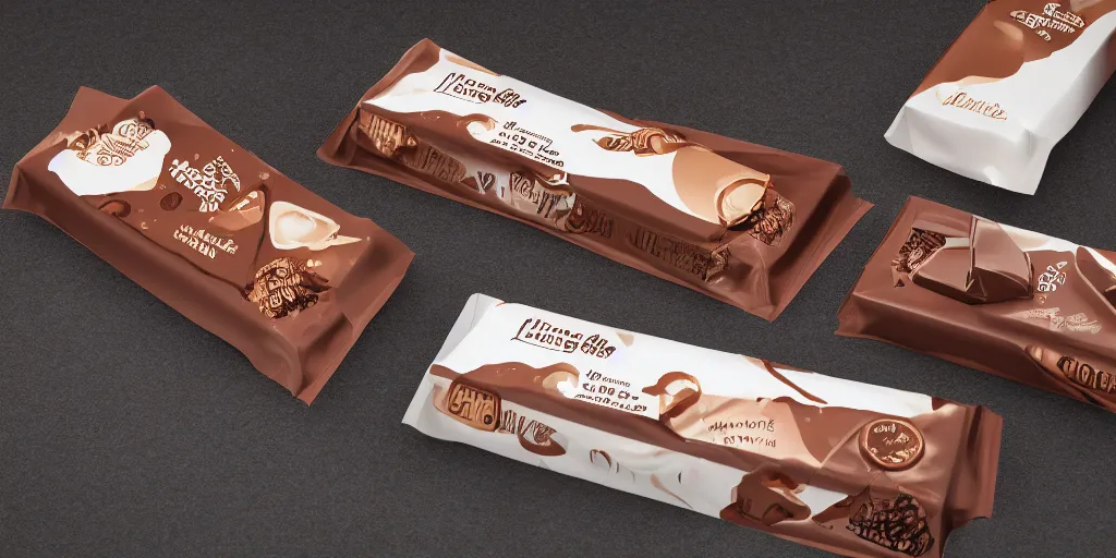 Image similar to a packaging design for a chocolate bar, octane render, ultra realistic