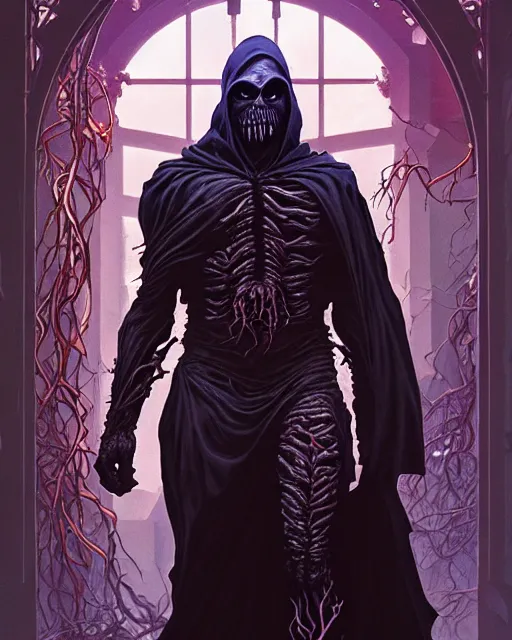 Image similar to the platonic ideal of flowers and roots of cletus kasady ultimate carnage thanos dementor doctor doom chtulu nazgul, detailed, intricate, hyperrealism, intense, scary, decay, dmt, art by brock hofer and artgerm and greg rutkowski and alphonse mucha