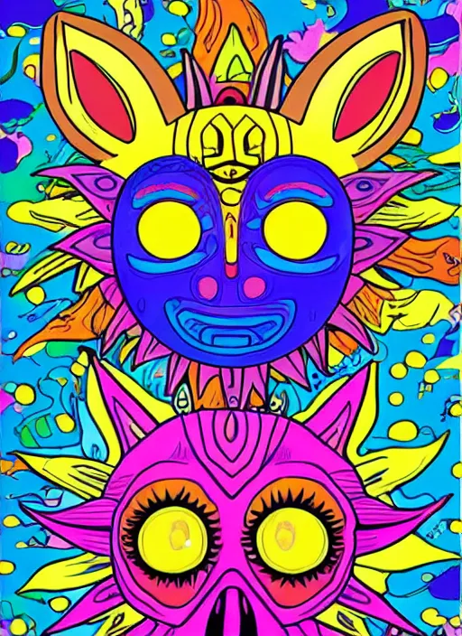 Image similar to a majora's mask coloring book by lisa frank