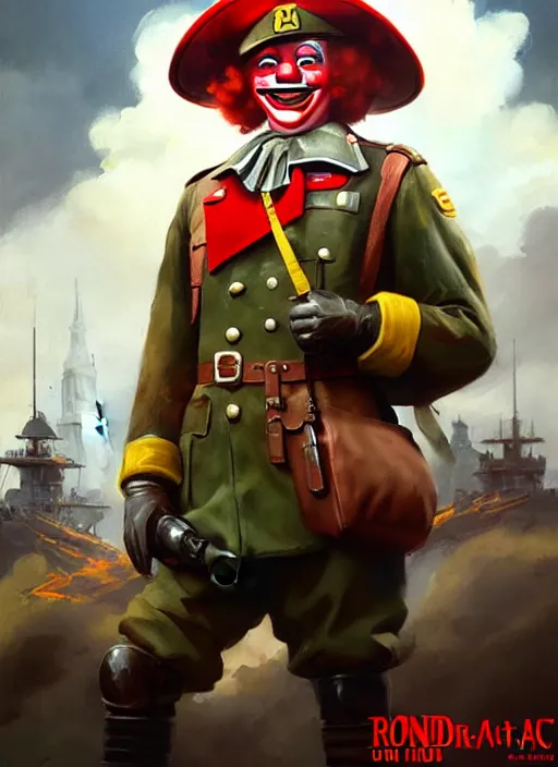 Prompt: ronald mcdonald during world war 2, rpg dnd oil _ painting _ unreal _ 5 _ daz. _ rpg _ portrait _ extremely _ detailed _ artgerm _ greg _ rutkowski _ greg