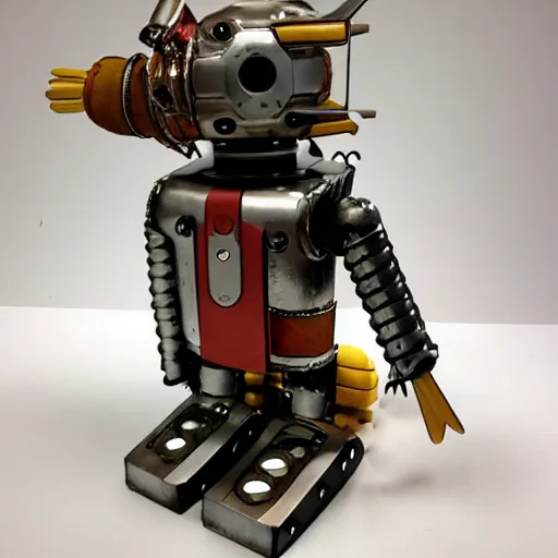 Image similar to Huckle Cat in robot armor