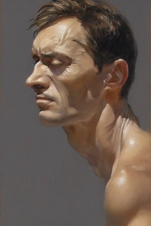 Image similar to beautiful clean oil painting of man portrait study by bernie wrightson, detailed, stunning, realistic, skin color