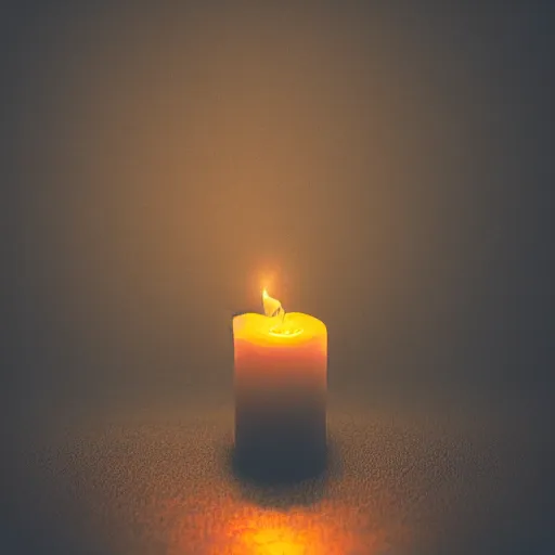 Image similar to digital drawing, candle that is lit on a table, in a candle holder, in a dark room, eerie glow, extreme quality, moody lighting, 8 k