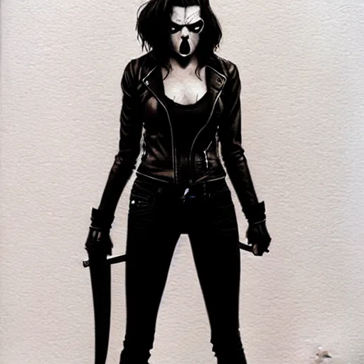 Image similar to rafael albuquerque comic art, peter mohrbacher, steve niles, artgerm, david baldeon, pretty scarlett johansson vampire sharp vampire teeth open mouth, symmetrical eyes, black leather jacket, jeans, long blonde hair