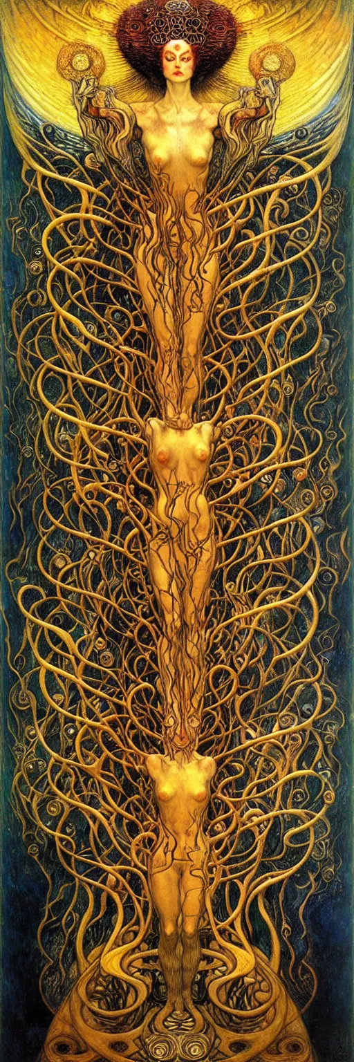 Image similar to Divine Chaos Engine by Karol Bak, Jean Delville, William Blake, Gustav Klimt, and Vincent Van Gogh, symbolist, visionary