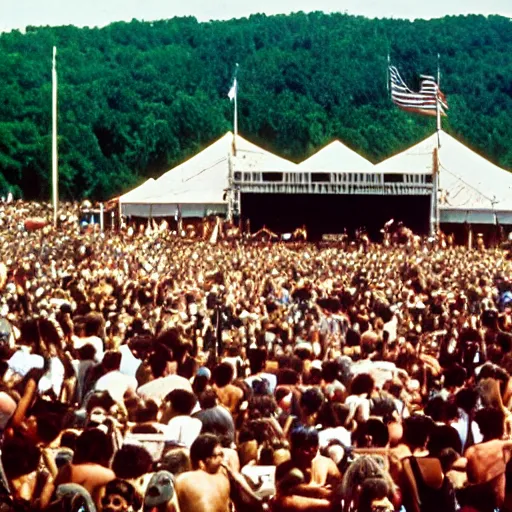 Image similar to hulk performing at woodstock, crowd of people