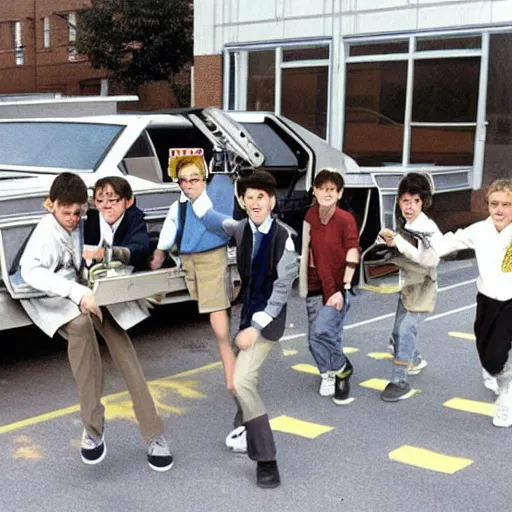 Prompt: school inspired by back to the future