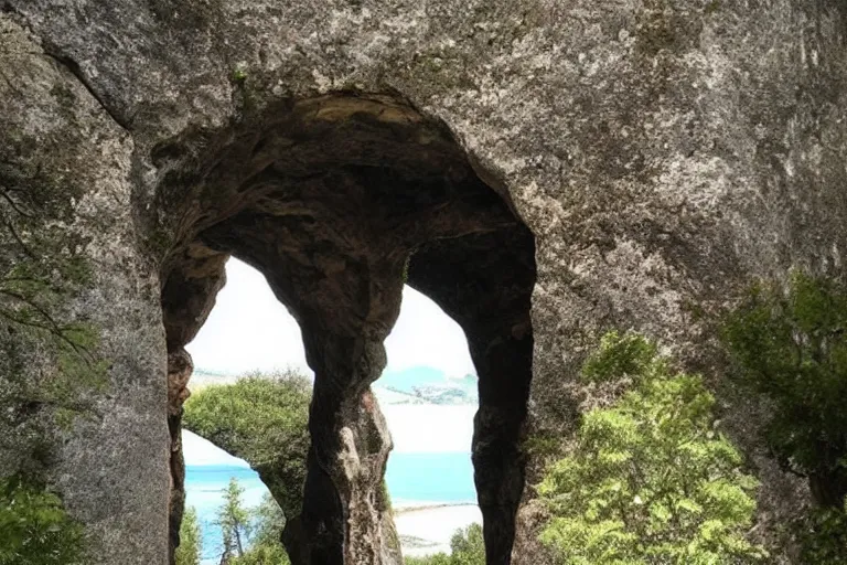 Image similar to 📷 A beautiful looking nature scene seen through an natural arch of stone ✨