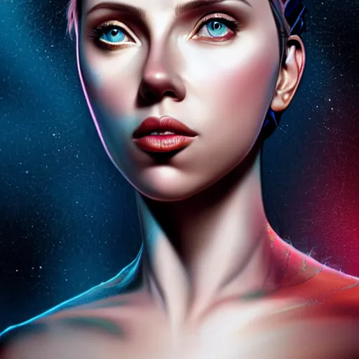 Image similar to Biopunk portrait of Scarlett Johansson, Pixar style, by Tristan Eaton Stanley Artgerm and Tom Bagshaw.