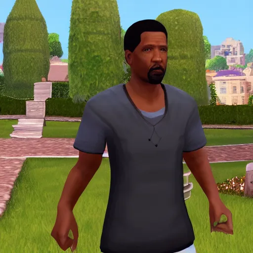 Prompt: denzel washington in sims game