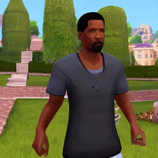 Image similar to denzel washington in sims game