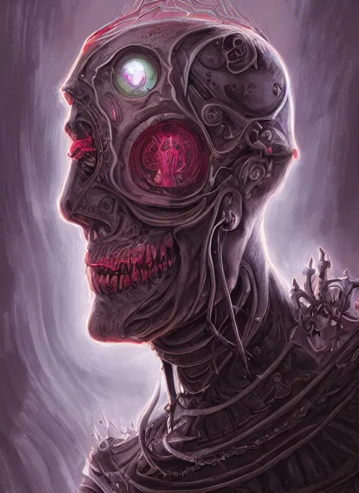 Image similar to fineart side portrait illustration of the necromancer, hyper detailed, fantasy surrealism, crisp