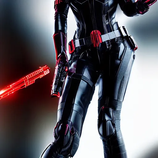 Image similar to A still photograph of Amouranth as Black Widow,