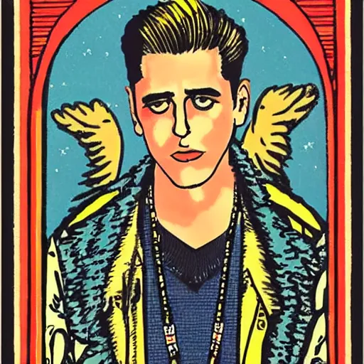 Image similar to G-Eazy in Thoth tarot deck, style of Lady Frieda Harris, 4K