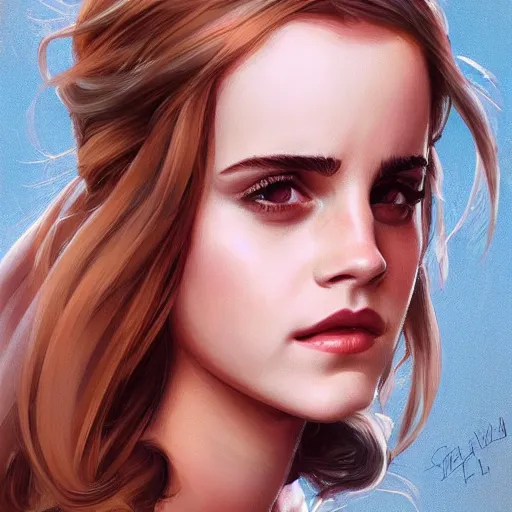 Image similar to sensual emma watson wearing a hat and a dress, looking seductive, cowgirl, hyperrealistic, artgerm, greg rutkowski, artstation, highly detailed