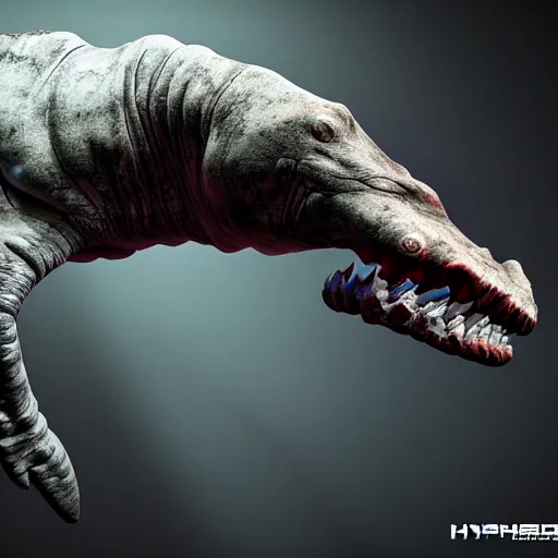 Image similar to Photorealistic bone hammerhead monster from pitch black. Hyperdetailed photorealism, 108 megapixels, amazing depth, glowing rich colors, powerful imagery, psychedelic Overtones, 3D finalrender, 3d shading, cinematic lighting, artstation concept art