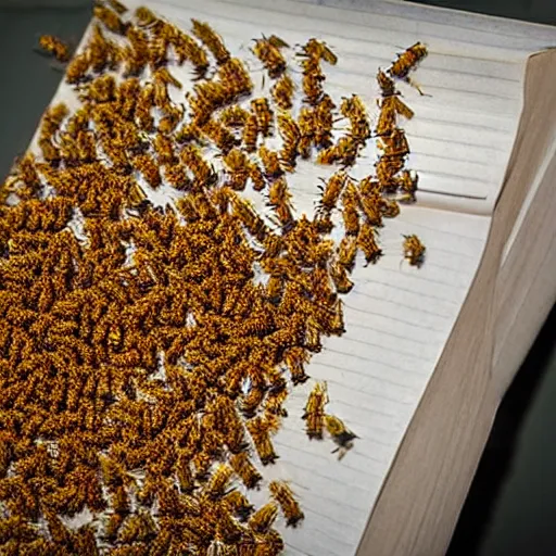 Image similar to swarm of bees emerge from a paper next like a cyclone