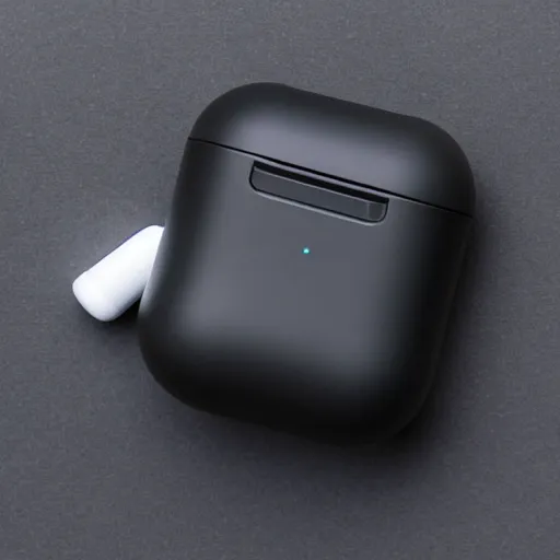 Image similar to black airpods pro case with marshmallow logo on it, studio, product photo