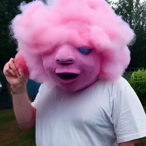 Prompt: cotton candy that looks like boris johnson