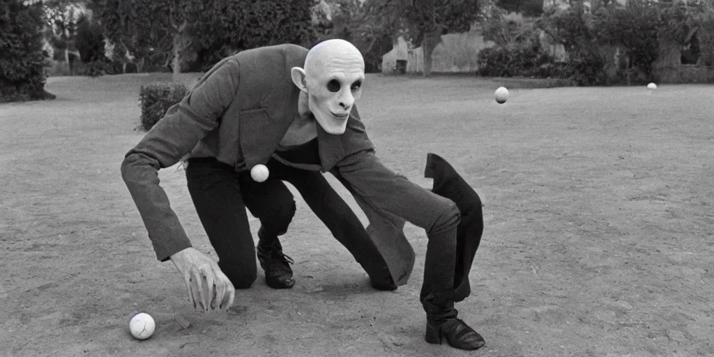 Prompt: nosferatu is playing petanque balls in south of france