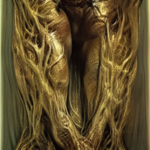 Image similar to the mutation of flesh by H R Giger