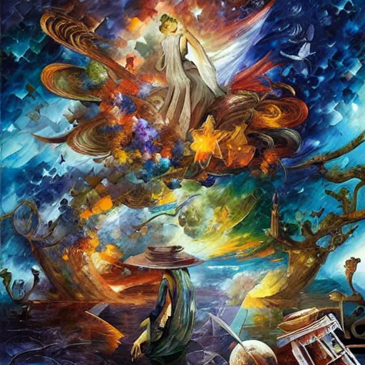 Prompt: art by android jones, james christensen, rob gonsalves, leonid afremov and tim white