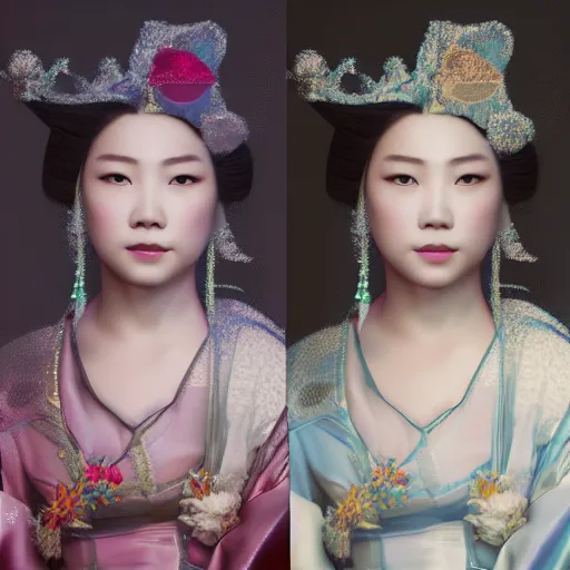 Prompt: a 8 0 megapixel portrait of a pretty princess from the song dynasty, # makeup by ohrai, noriyoshi, rendered in octane 8 k subsurface scattering