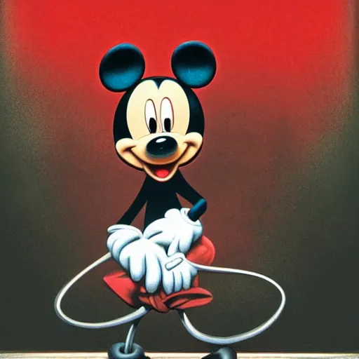 Image similar to micky mouse in a horror movie