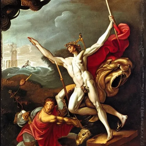 Prompt: St. George slays the last dragon, Rococo