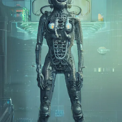 Image similar to hyperrealistic portrait of a woman monster astronaut, full body portrait, well lit, intricate abstract. cyberpunk, intricate artwork, by Tooth Wu, wlop, beeple. in the style of Jin Kagetsu, James Jean and wlop, highly detailed, sharp focus, intricate concept art, digital painting, ambient lighting, 4k, artstation