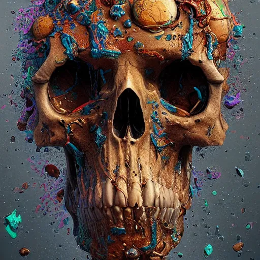 Image similar to portrait_of_a_melting_skull._intricate_abstract._intricate_artwork._by_Tooth_Wu_wlop_beeple_dan_mumford._octane_render_trending_on_artstat