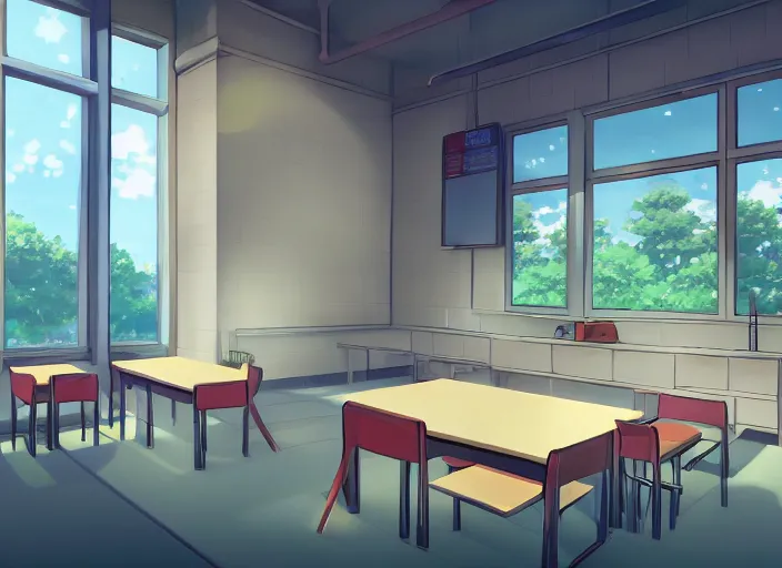 Premium AI Image  illustration of an empty classroom in anime style