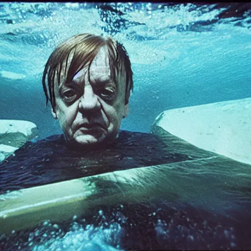 Image similar to mark e smith swimming deep under the ocean, picture taken from submarine, highly detailed, 4 k