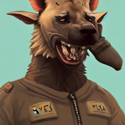 Image similar to A Hyena police man, artstation, digital art, award winning